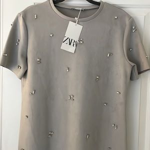 Zara Faux Suede Jewel Dress